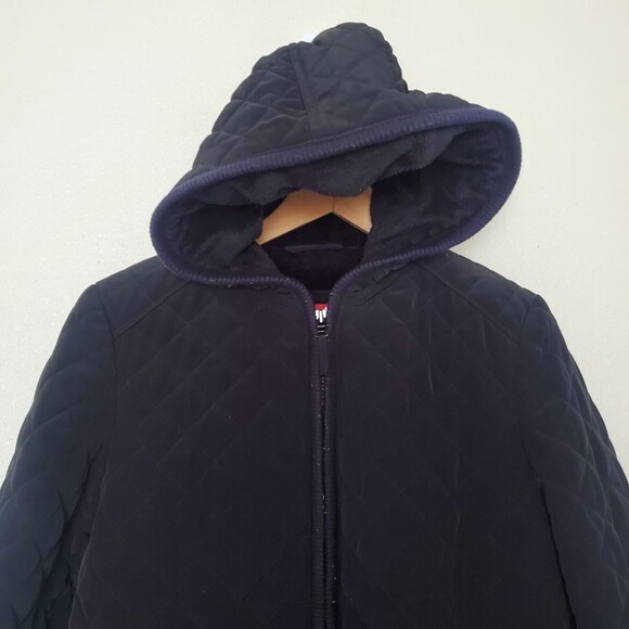Esprit Womens Full Zip Jacket Coat Quilted Hooded Fleece Lined Black Sz Medium - Picture 2 of 16